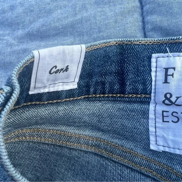 Frank and Eileen Cork Everyday Blue Denim Jeans Straight Crop Raw Hem size 24